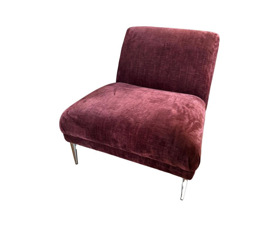 Bellagio armless accent chair in Ruby red chenille fabric