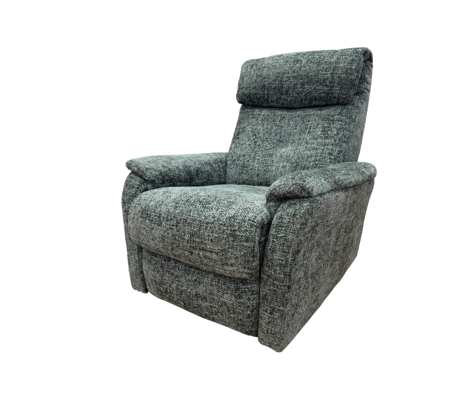 Rowan swivel rocking electric reclining slim armchair in moss green weave fabric