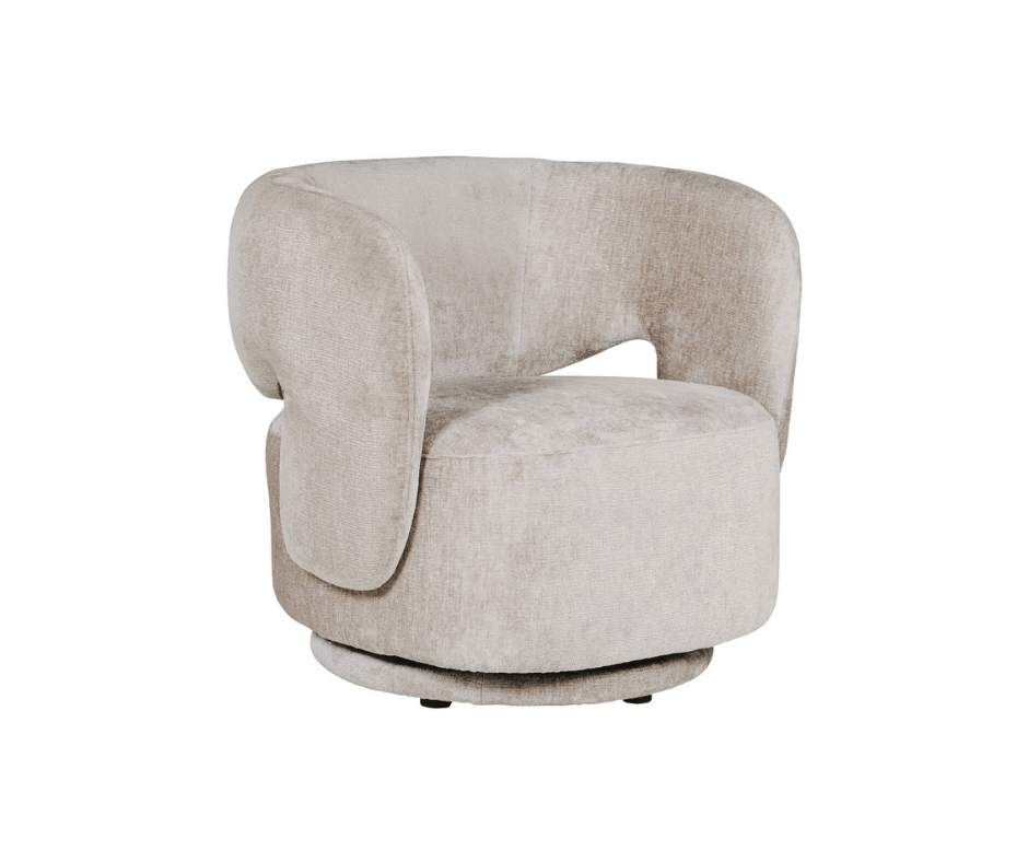 Kia swivel accent chair in stone chenille fabric