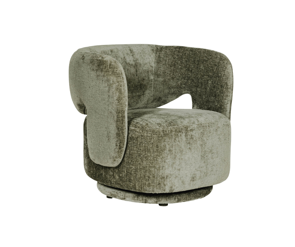 Kia swivel accent chair in olive chenille fabric