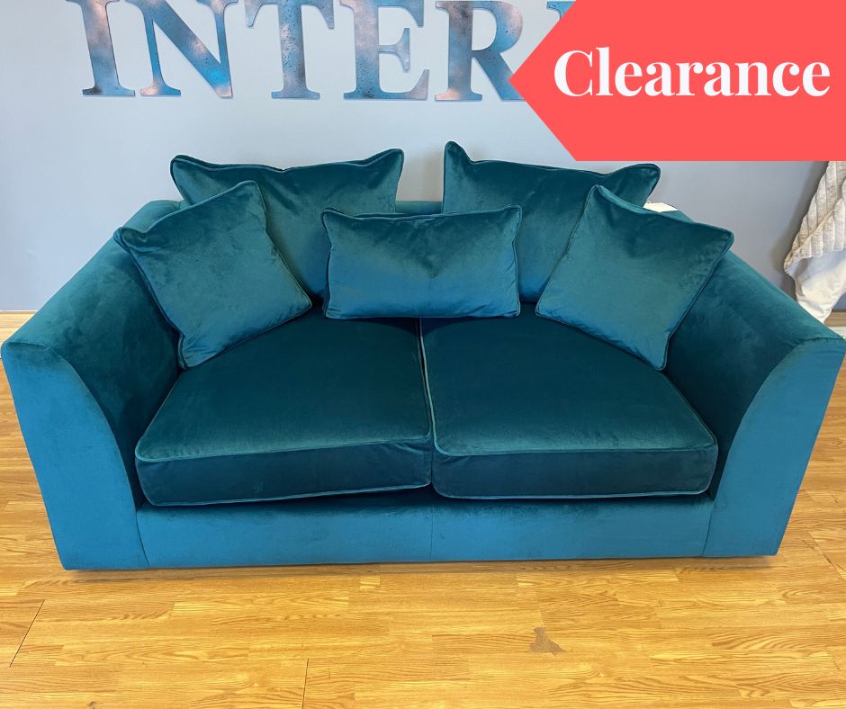 BOSSANOVA medium 2 seater cushion back sofa in lumino teal velvet