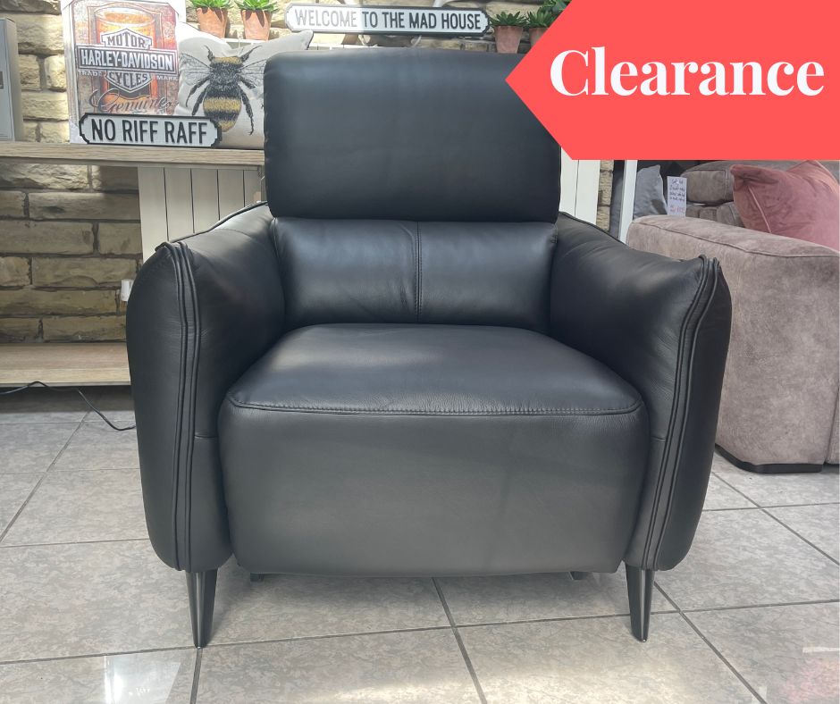 DOMICIL MADDOX power reclining accent armchair in black leather