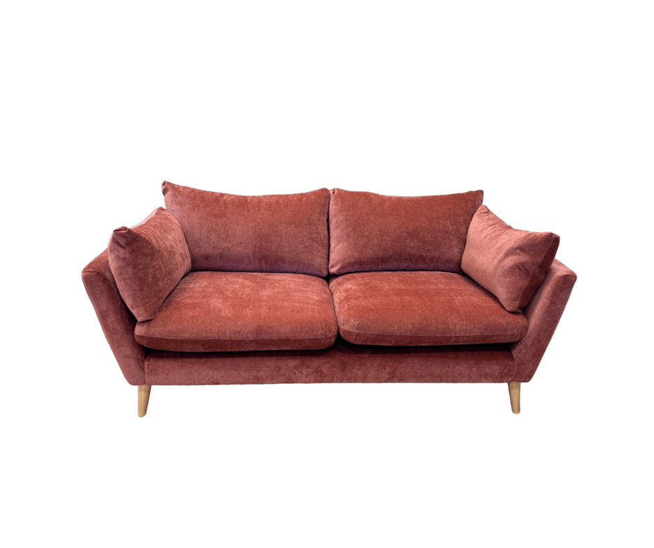 Elton curved sided large 3 seater sofa in raspberry chenille fabric