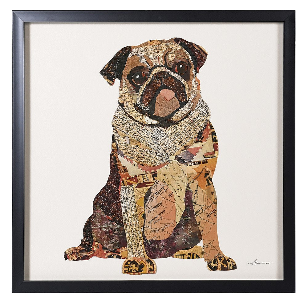 Pug dog collage picture 60 x 60cm wall art