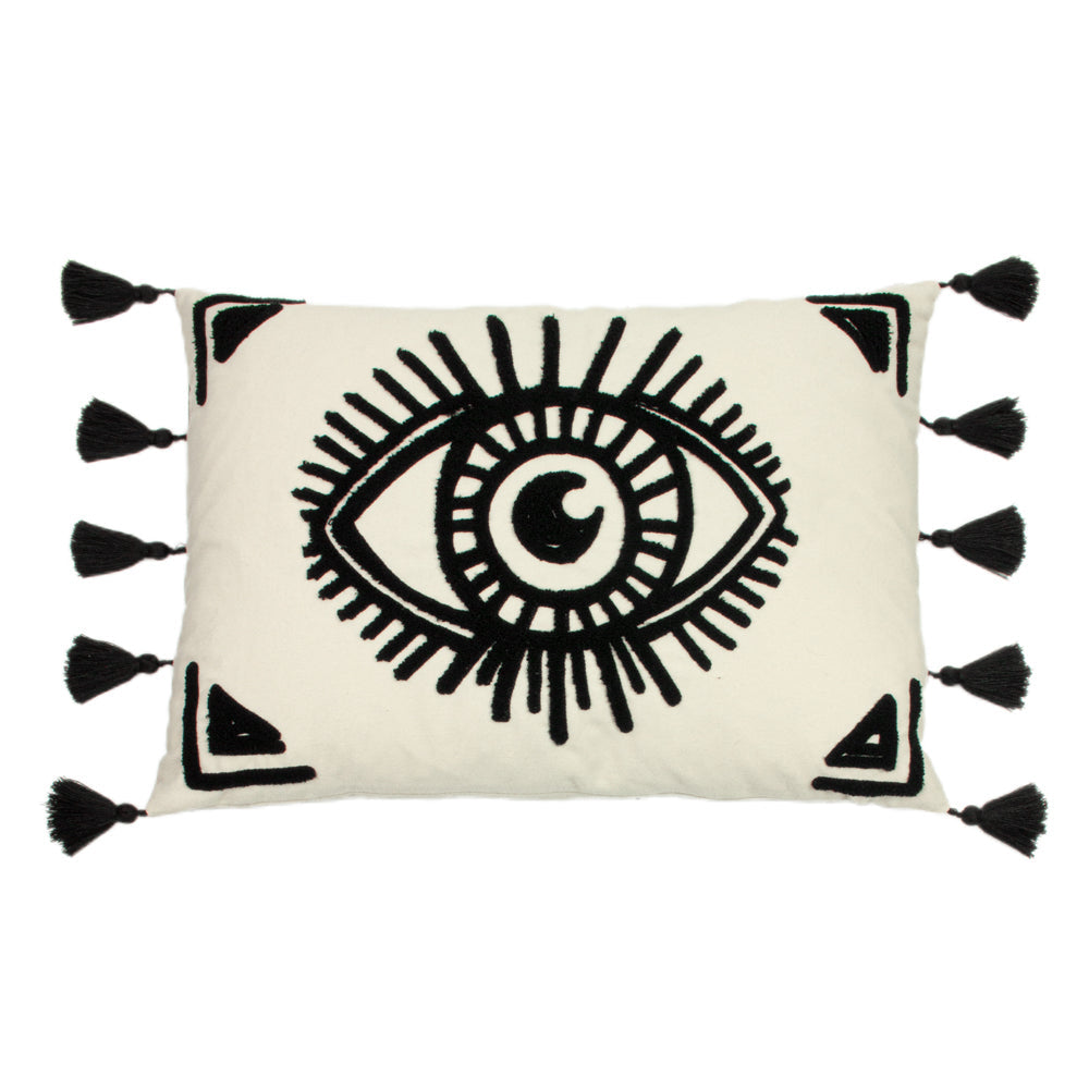 Ashram Eye Embroidered 35 x 50cm cushion Monochrome